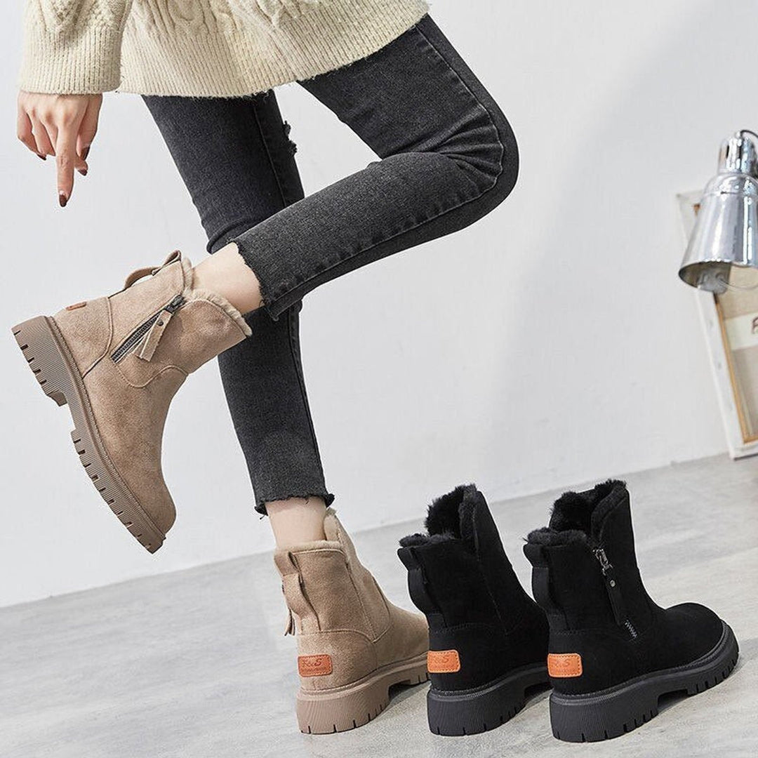 Aria | Women's Fleece-Lined Suede Slip-On Winter Ankle Boots
