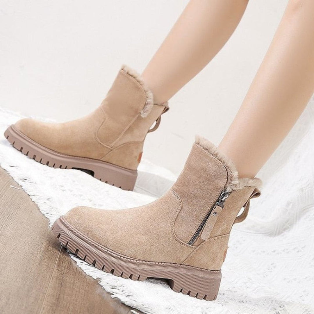 Aria | Women's Fleece-Lined Suede Slip-On Winter Ankle Boots