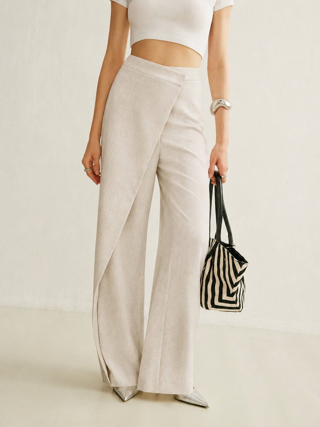 Women's High-Waist Wrap Wide-Leg Pants