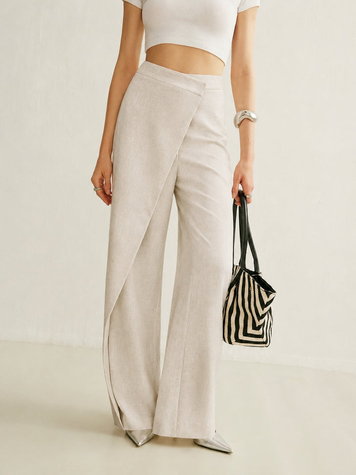 Women's High-Waist Wrap Wide-Leg Pants
