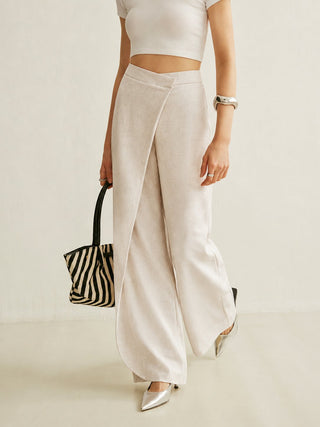Women's High-Waist Wrap Wide-Leg Pants