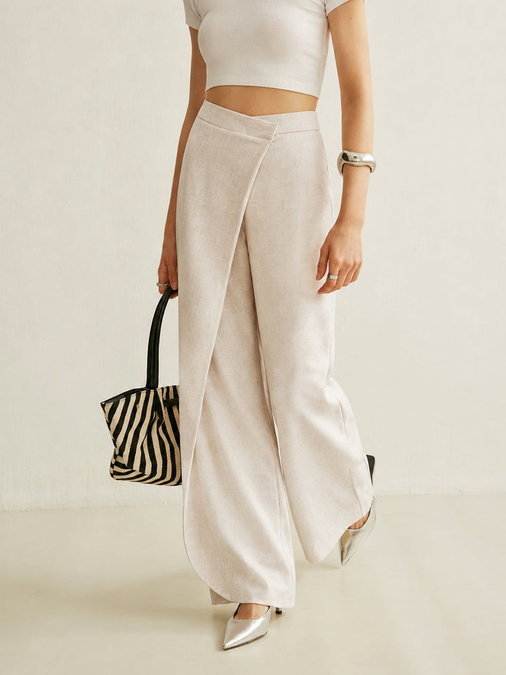 Women's High-Waist Wrap Wide-Leg Pants