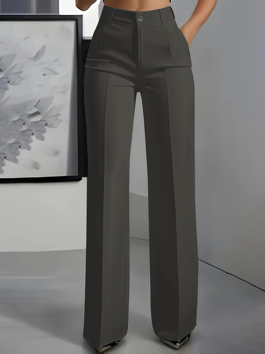 Women's High-Waist Wide-Leg Pleated Pants