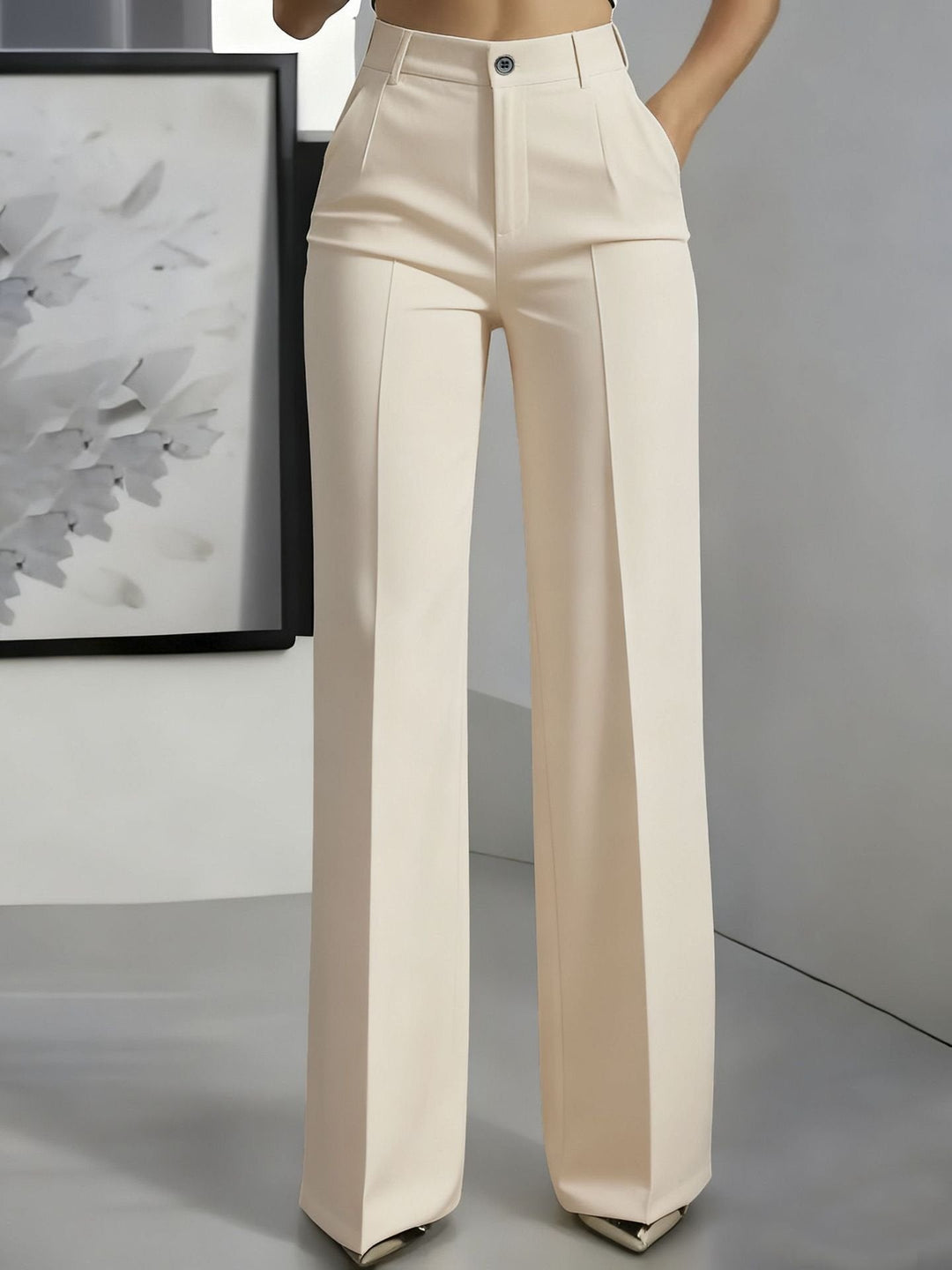 Women's High-Waist Wide-Leg Pleated Pants