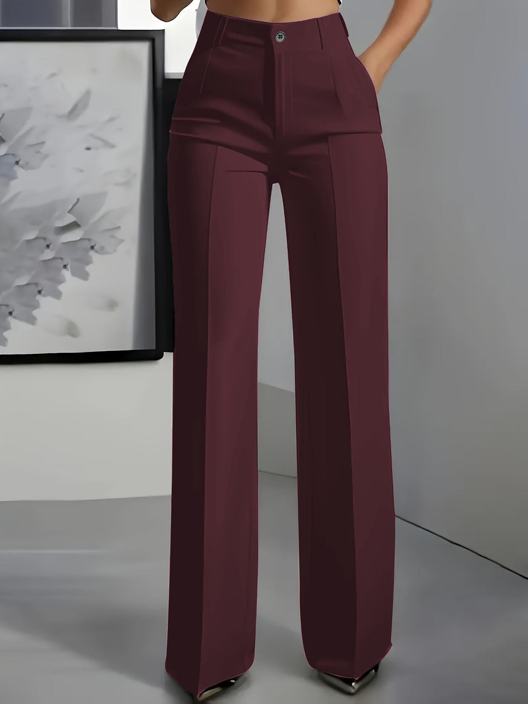 Women's High-Waist Wide-Leg Pleated Pants