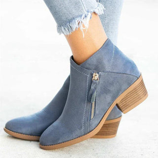 Sophia | Women's Low-Heel Side-Zip Suede Ankle Boots