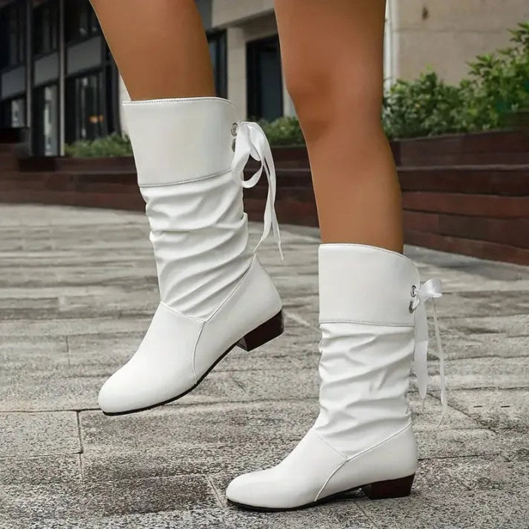 Charlotte | Women's Mid-Calf Lace-Up Slouchy Block Heel Ankle Boots