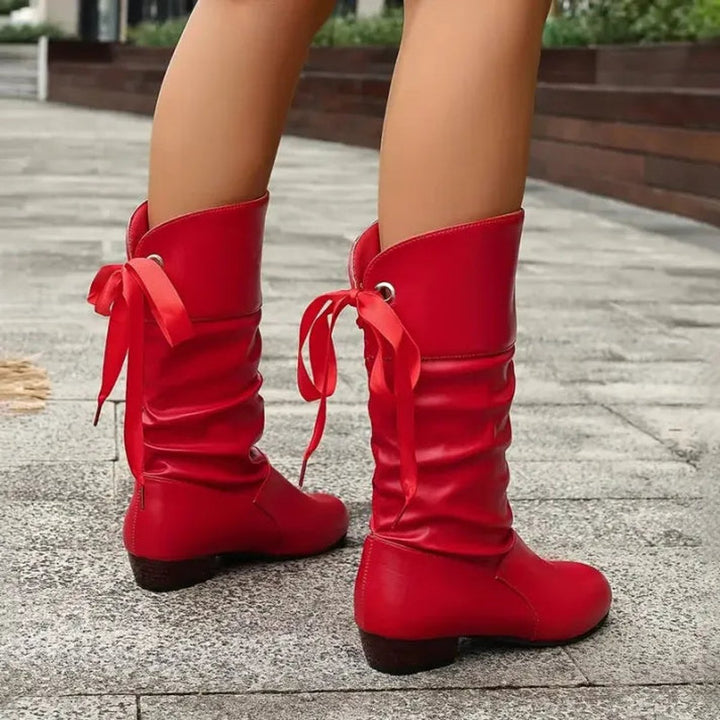 Charlotte | Women's Mid-Calf Lace-Up Slouchy Block Heel Ankle Boots