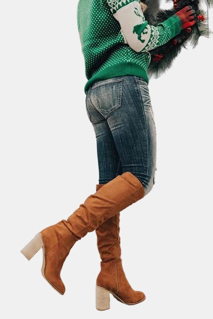 Aria | Women's Over-the-Knee Block-Heel Stretch Ankle Boots