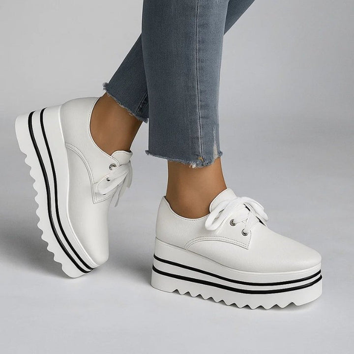 Grace | Women's Platform Oxford Shoes Lace Up Wedge Sneakers