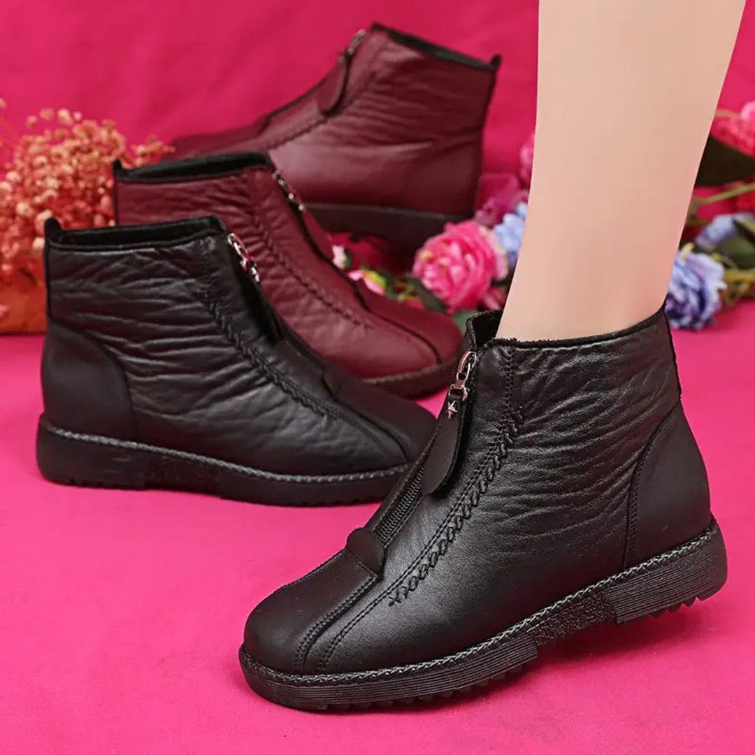 Scarlett | Women's Slip-Resistant Fleece-Lined Leather Ankle Boots