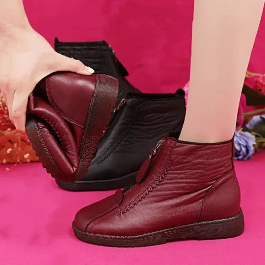 Scarlett | Women's Slip-Resistant Fleece-Lined Leather Ankle Boots