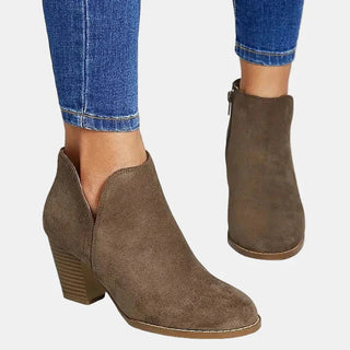 Luna | Women's Suede Block Heel Side-Zip Ankle Boots