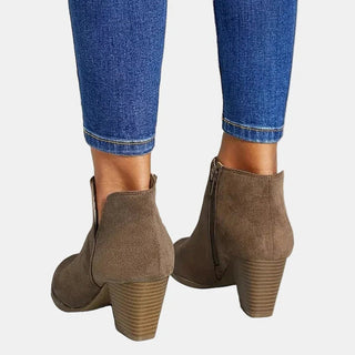 Luna | Women's Suede Block Heel Side-Zip Ankle Boots