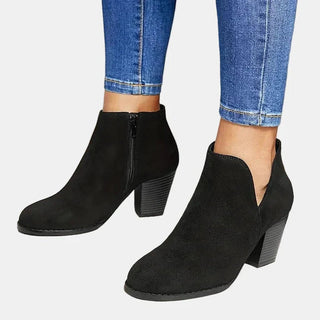 Luna | Women's Suede Block Heel Side-Zip Ankle Boots