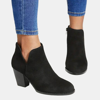 Luna | Women's Suede Block Heel Side-Zip Ankle Boots