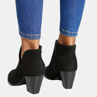 Luna | Women's Suede Block Heel Side-Zip Ankle Boots