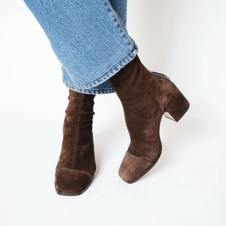 Isabella | Women's Suede Square-Toe Block-Heel Ankle Boots