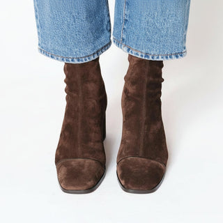 Isabella | Women's Suede Square-Toe Block-Heel Ankle Boots