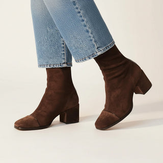 Isabella | Women's Suede Square-Toe Block-Heel Ankle Boots