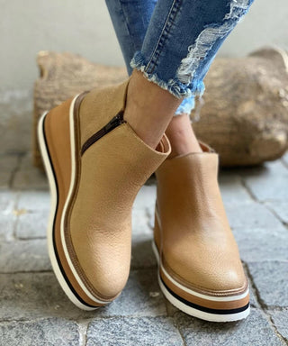 Luna | Women's Wedge Platform Zip-Up Ankle Boots Round Toe