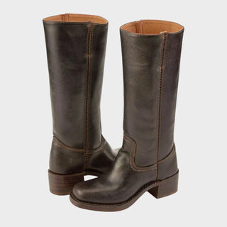 Aria | Women's Western Leather Knee High Boots Block Heel