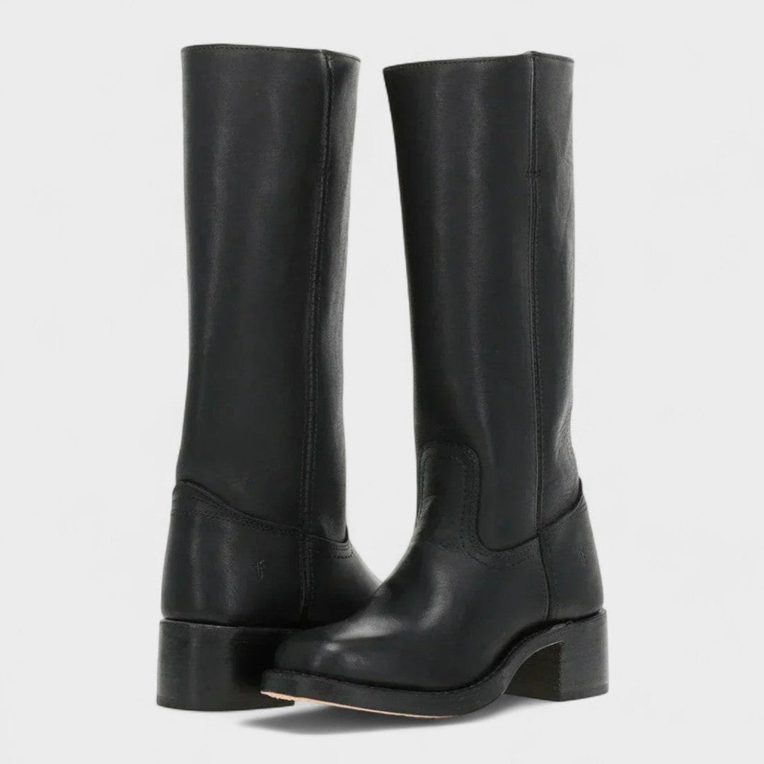Aria | Women's Western Leather Knee High Boots Block Heel