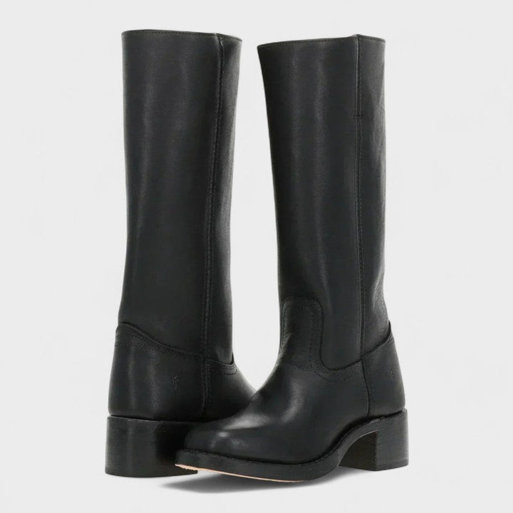 Aria | Women's Western Leather Knee High Boots Block Heel