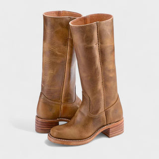 Aria | Women's Western Leather Knee High Boots Block Heel