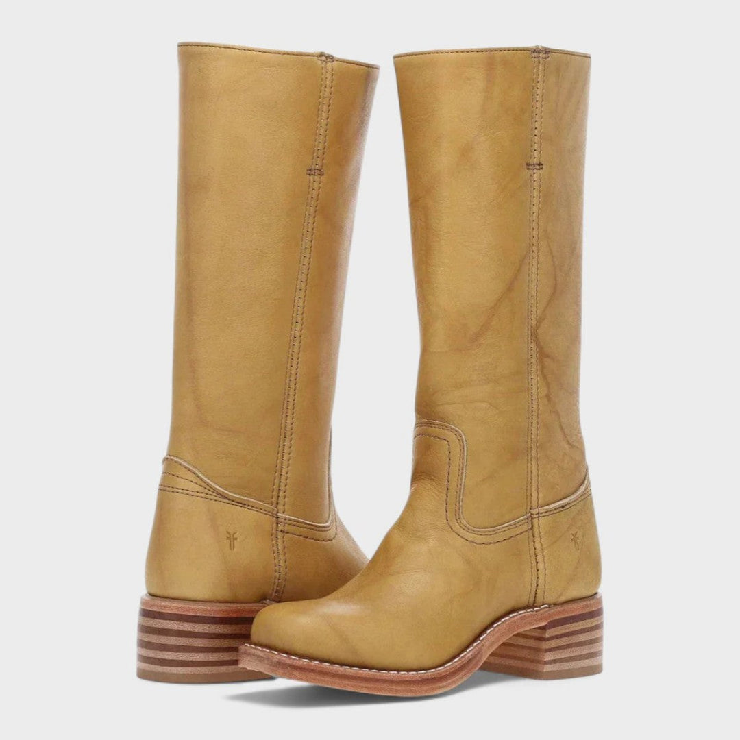 Aria | Women's Western Leather Knee High Boots Block Heel