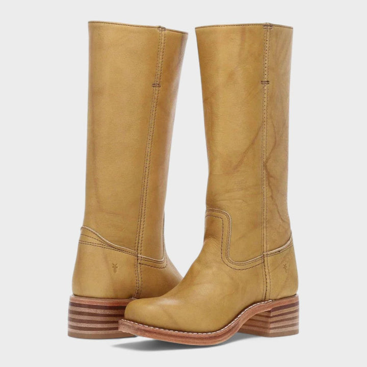 Aria | Women's Western Leather Knee High Boots Block Heel